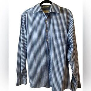 EUC Michael Kors Men’s Blue Plaid Button Down Dress Shirt - Size 17 - XL